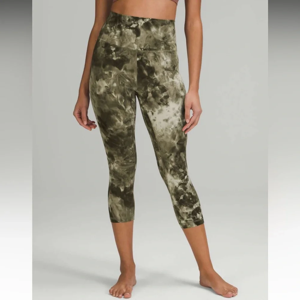 Women’s Lululemon Align High-Rise Crop 21” Leggings Diamond Dye Sage Olive Sz 4